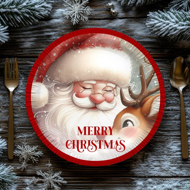 Funny Rudolph Red Nose Cartoon Christmas Paper  Plate (Funny Rudolph Red Nose Cartoon Christmas Paper Plates

)