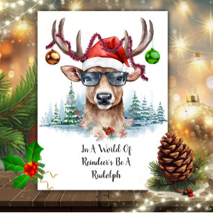 Funny Rudolph Reindeer Christmas  Holiday Card