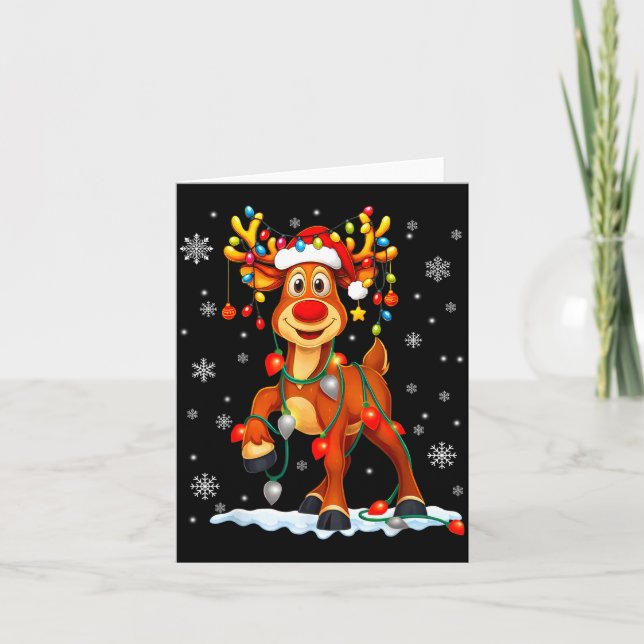 Funny Rudolph Reindeer Pjs Pajamas Christmas Men W Card (Front)