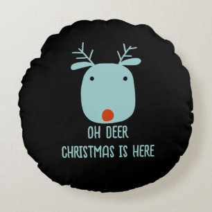 Funny Rudolph the Red-Nosed Reindeer Christmas Round Cushion