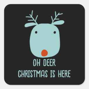 Funny Rudolph the Red-Nosed Reindeer Christmas  Square Sticker