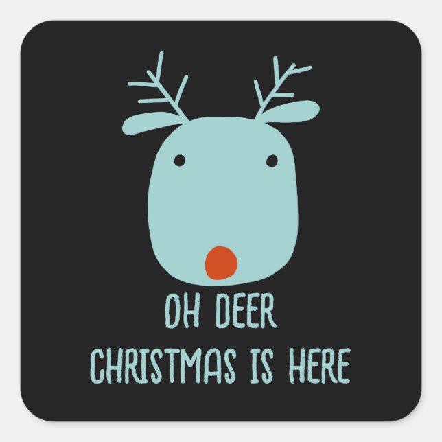 Funny Rudolph the Red-Nosed Reindeer Christmas  Square Sticker (Front)