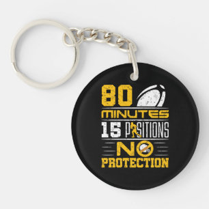 Funny Rugby 80 Minutes 15 Positions No Protection Key Ring