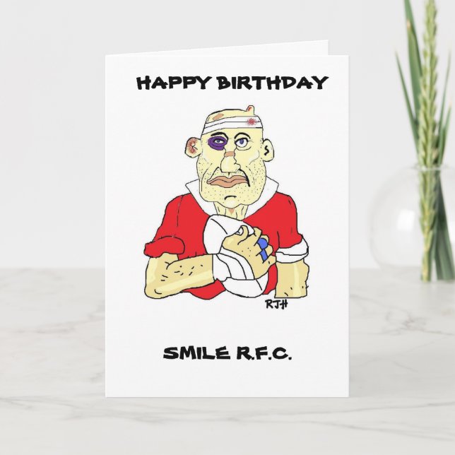 FUNNY RUGBY BIRTHDAY CARD (Front)