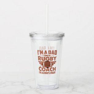 Funny Rugby Dad and Rugby Coach Acrylic Tumbler