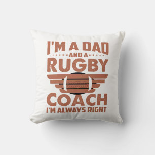 Funny Rugby Dad and Rugby Coach Cushion
