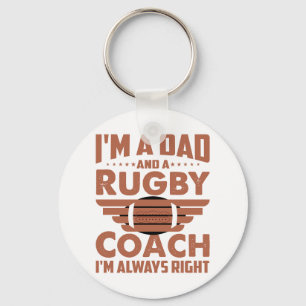 Funny Rugby Dad and Rugby Coach Key Ring