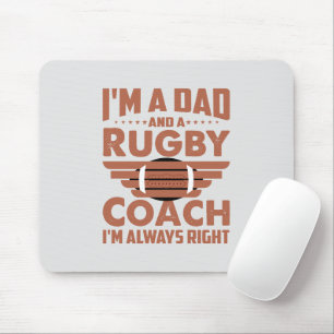 Funny Rugby Dad and Rugby Coach Mouse Mat