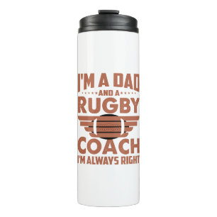 Funny Rugby Dad and Rugby Coach Thermal Tumbler