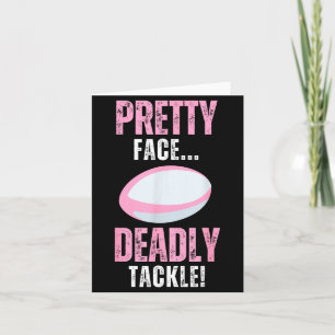 Funny Rugby Gift For Girls Pretty Face Deadly Tack Card