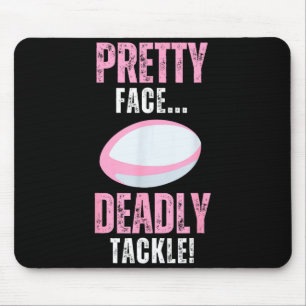 Funny Rugby Gift For Girls Pretty Face Deadly Tack Mouse Mat