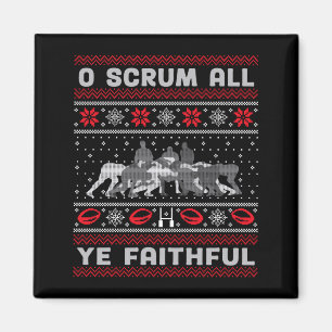 Funny Rugby O Scrum All Ye Faithful Ugly Merry Chr Magnet