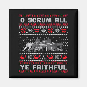 Funny Rugby O Scrum All Ye Faithful Ugly Merry Chr Magnet