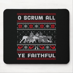 Funny Rugby O Scrum All Ye Faithful Ugly Merry Chr Mouse Mat