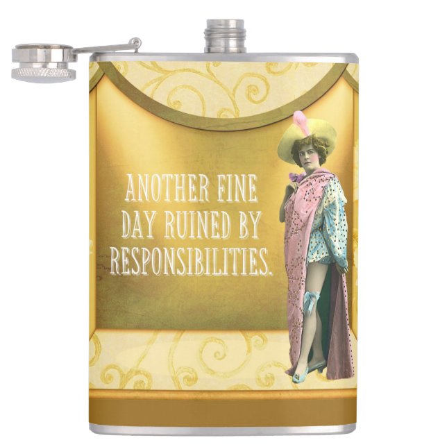 Funny Ruined By Responsibilities   Hip Flask (Opened)