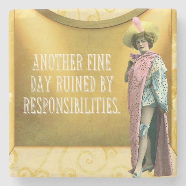 Funny Ruined By Responsibilities  Stone Coaster (Front)