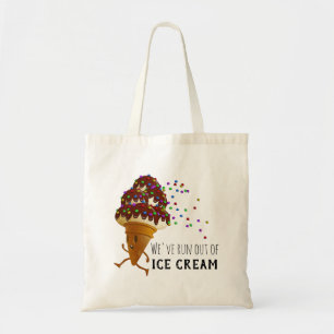 Funny Run Out of Ice Cream Cartoon Tote Bag