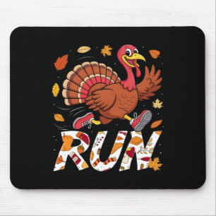 Funny Run Running 5k Race Turkey Trot Thanksgiving Mouse Mat