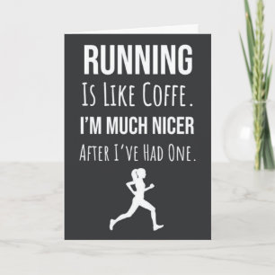 Funny Running And Coffee Card