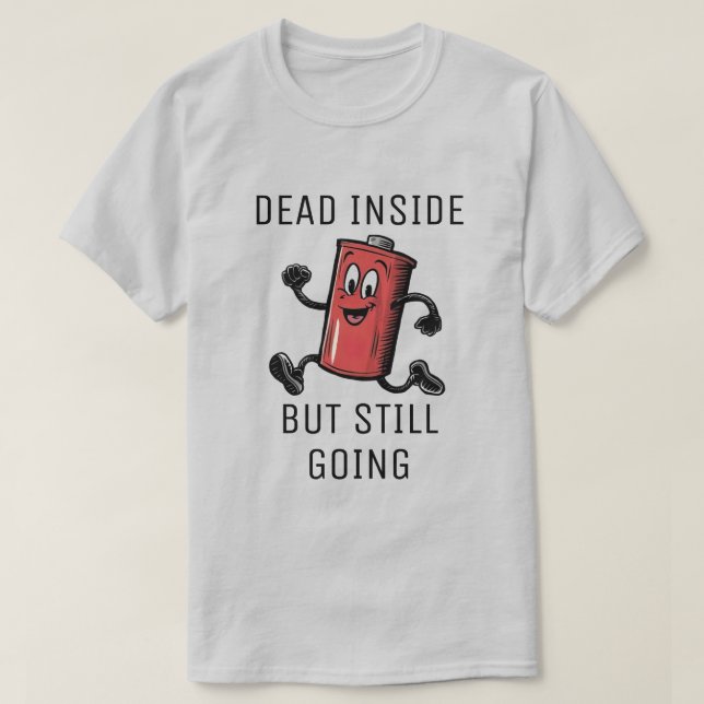 Funny Running Battery  T-Shirt (Design Front)