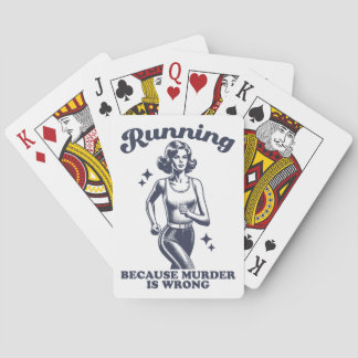 Funny Running Because Murder Is Wrong Retro Playing Cards