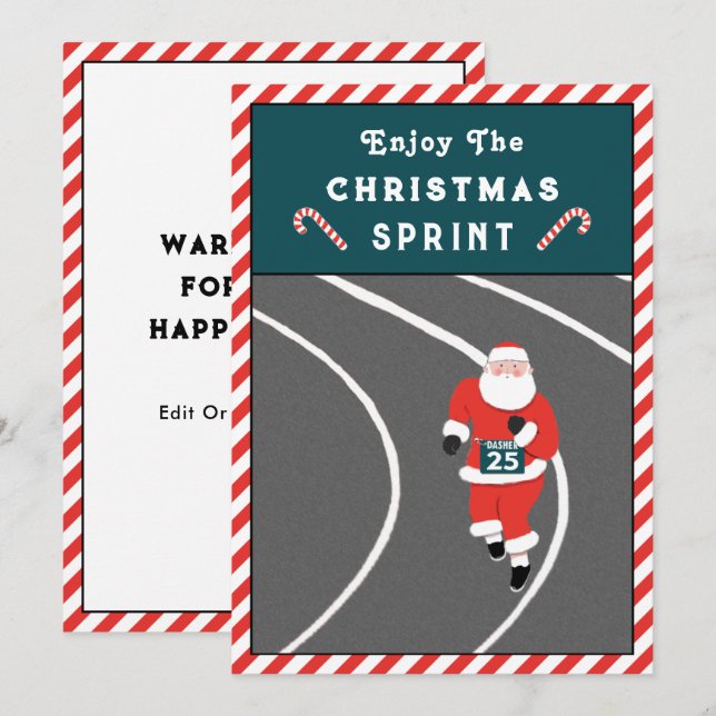 Funny Running Christmas Cards (Front/Back)