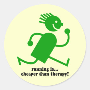 Funny running classic round sticker
