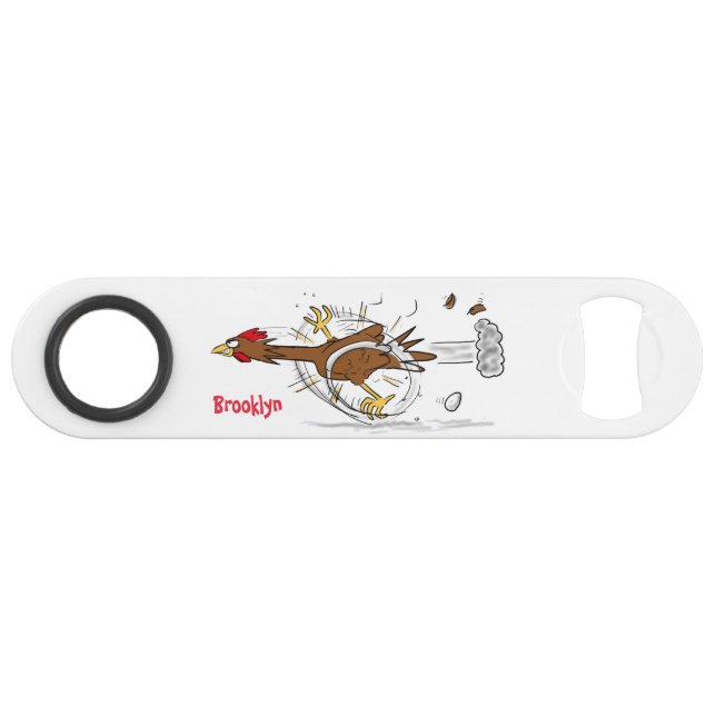 Funny running cool chicken cartoon illustration (Front (Horizontal))