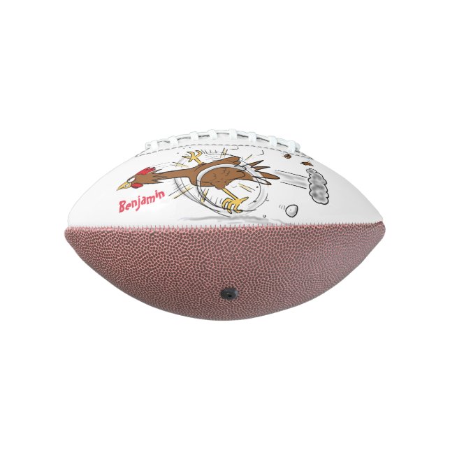 Funny running cool chicken cartoon illustration american football (Rotated 270)