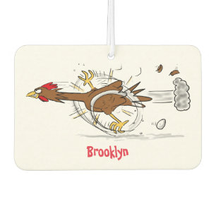 Funny running cool chicken cartoon illustration car air freshener
