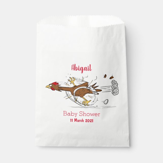 Funny running cool chicken cartoon illustration favour bags (Front)