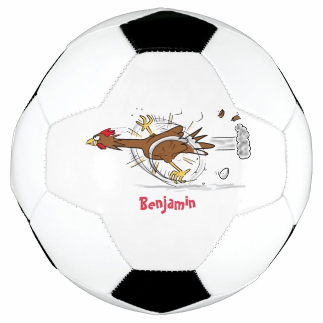 Funny running cool chicken cartoon illustration  football (Front)