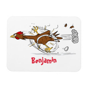 Funny running cool chicken cartoon illustration magnet