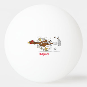 Funny running cool chicken cartoon illustration ping pong ball