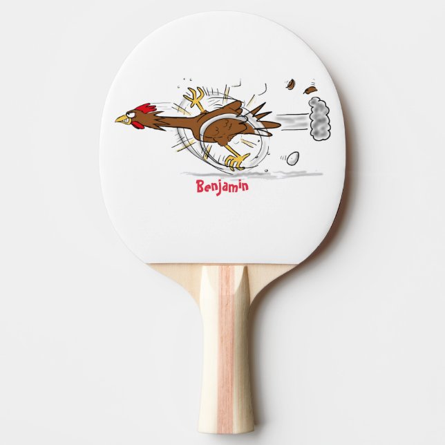 Funny running cool chicken cartoon illustration  ping pong paddle (Front)
