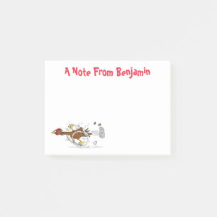 Funny running cool chicken cartoon illustration post-it notes