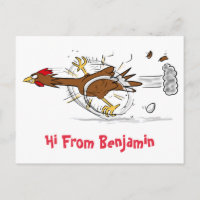 Funny running cool chicken cartoon illustration