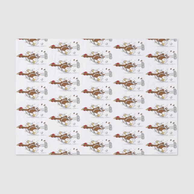 Funny running cool chicken cartoon illustration tissue paper (Front)