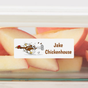 Funny running cool chicken cartoon personalised