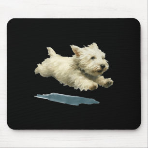 Funny Running Dog Art Print Cute Westie Dog _1 Mouse Mat
