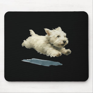 Funny Running Dog Art Print Cute Westie Dog Mouse Mat