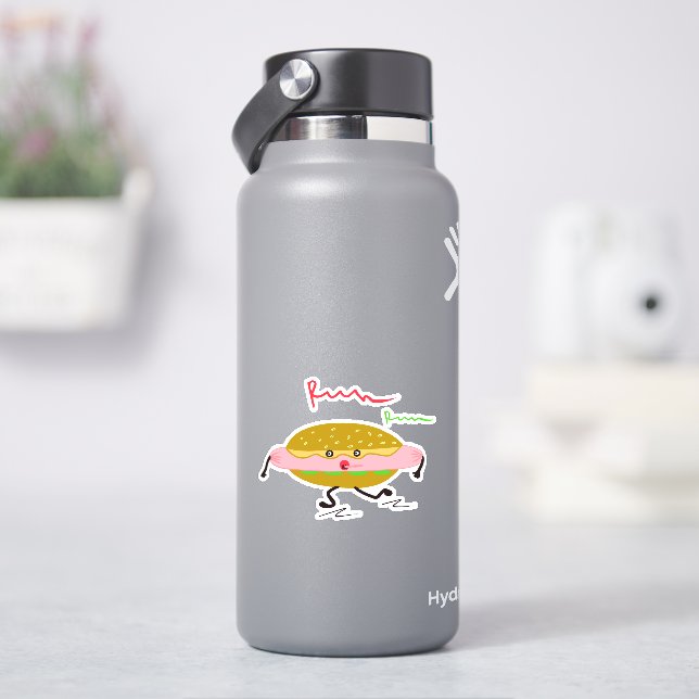 Funny running hotdog with text RUN RUN (HydroFlask)