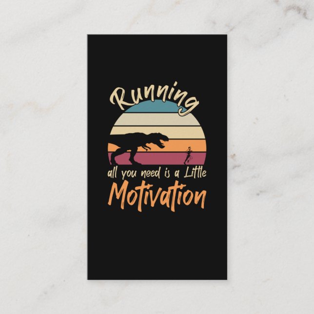 Funny Running Motivation Dinosaur Joke Business Card (Front)