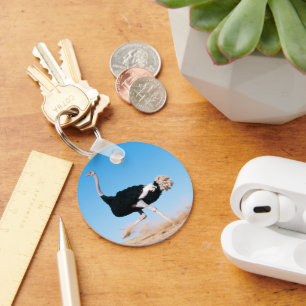 Funny Running Ostrich Photo Key Ring