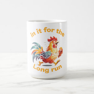 Funny Running Rooster – In It for the Long Run Coffee Mug