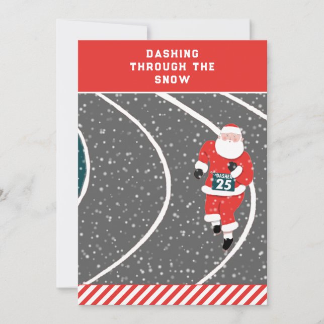 Funny Running Runner Christmas Cards (Front)