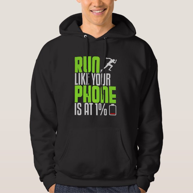 Funny Running Runner Like Phone On Half Marathon G Hoodie (Front)