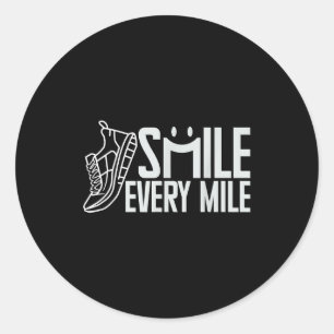 Funny Running Runner Smile Every Mile Cool Graphic Classic Round Sticker