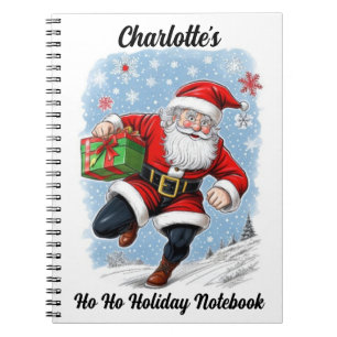 Funny Running Santa Claus Personalised Notebook