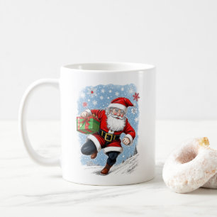 Funny Running Santa Coffee Mug